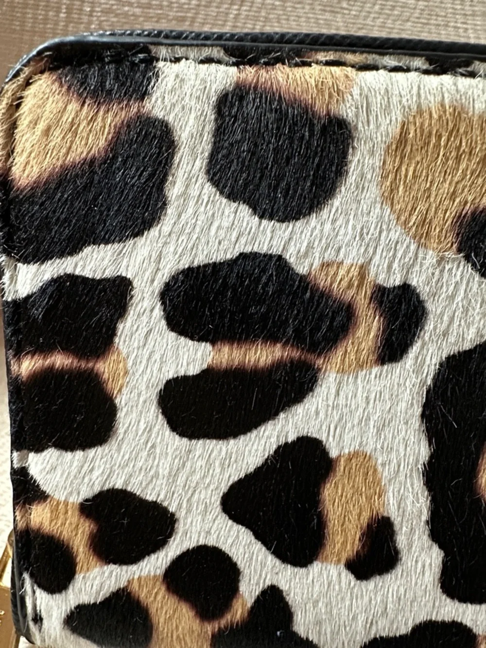 Michael Kors Leopard-Print Zip Around Wallet in Black, Brown & Cream Fur